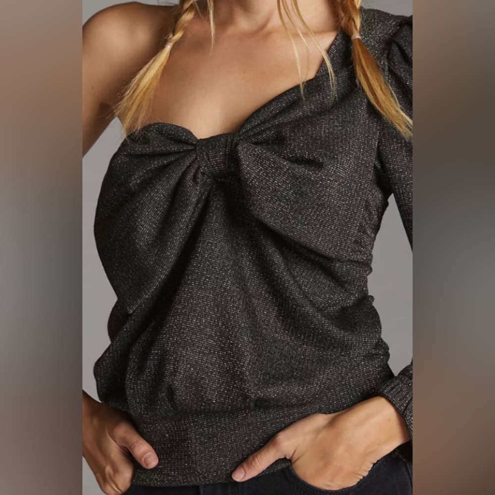 Bow Tie One Shoulder Top. Anthropologie